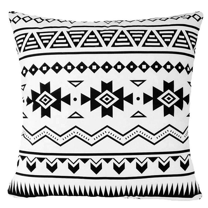 Cover Geometric Cushion Home Sofa Decor Black  White Linen Throw Pillow Case