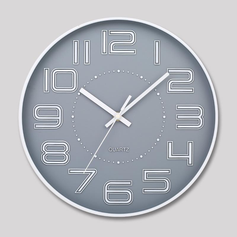 12 Inch 30CM Silent Wall Clock, Creative and Fashionable, Three-dimensional Digital Minimalist Clock for Home Living Room