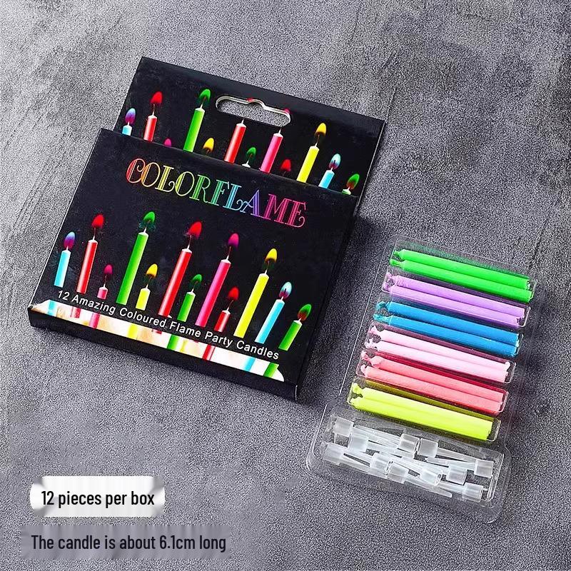 Rainbow Flame Birthday Cake Candles for Kids' Party Decorations