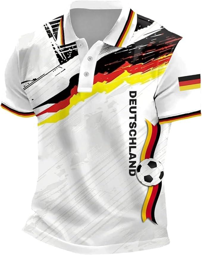 Trendy short-sleeve polo shirt with geometric print, perfect for daily casual wear.