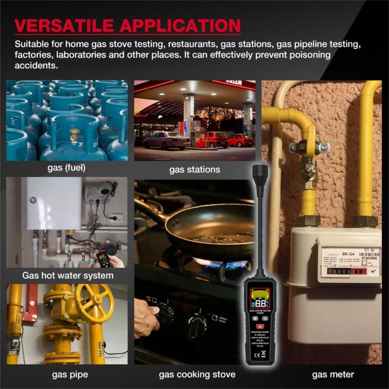 Wireless Gas Leak Sensors For Indoor Use Automatic Fault Diagnosis Memory Recall Feature Home Safety Equipment