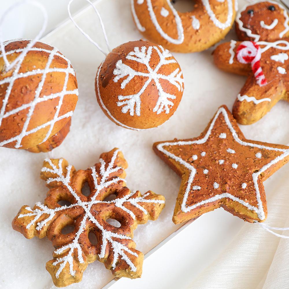 1pc Foam Ball Snowflake Gingerbread Man Christmas Tree Ornaments Set DIY Xmas Decorations Hanging Pendants for Home Party Gifts