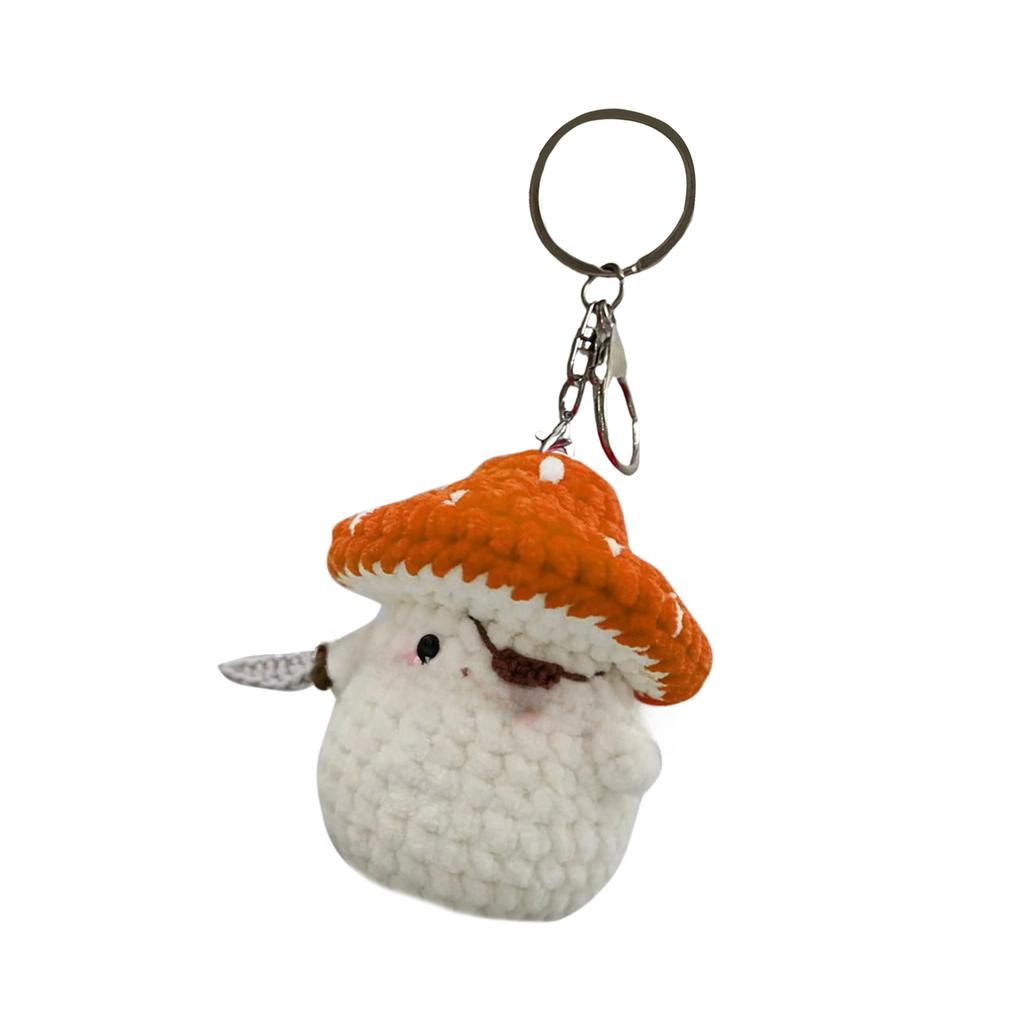 Pirate Mushroom Pendant Keychain for Decoration Handmade Crochet Doll Keyring Bag Accessories for Craft Enthusiasts