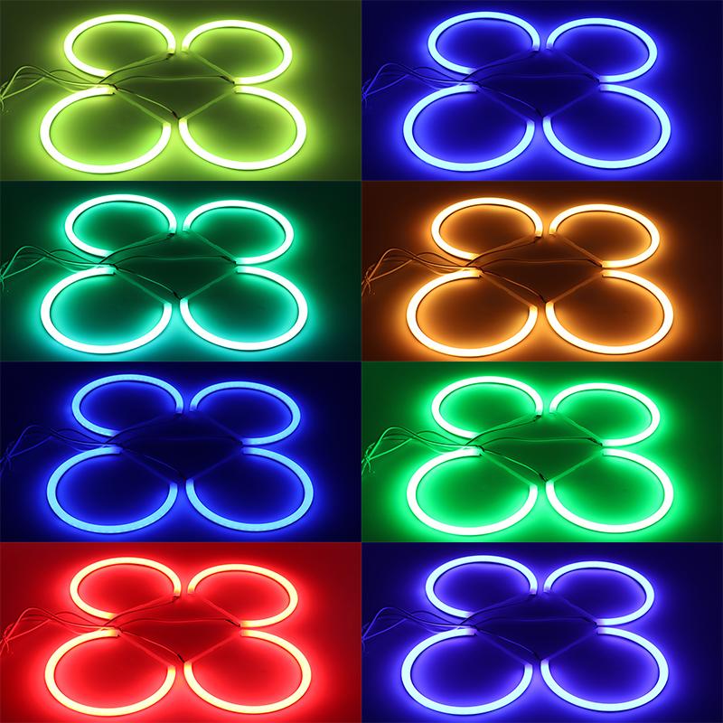 131mm + 146mm Multi Color RGB Cotton Light LED Angel Eye Halo Remote Control for BMW 3 5 7 Series E36 E38 E39 E46