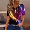 Women's T Shirt Tee Print Button Short Sleeve Daily Weekend Fashion Basic V, Neck Regular Top Valentine's Day