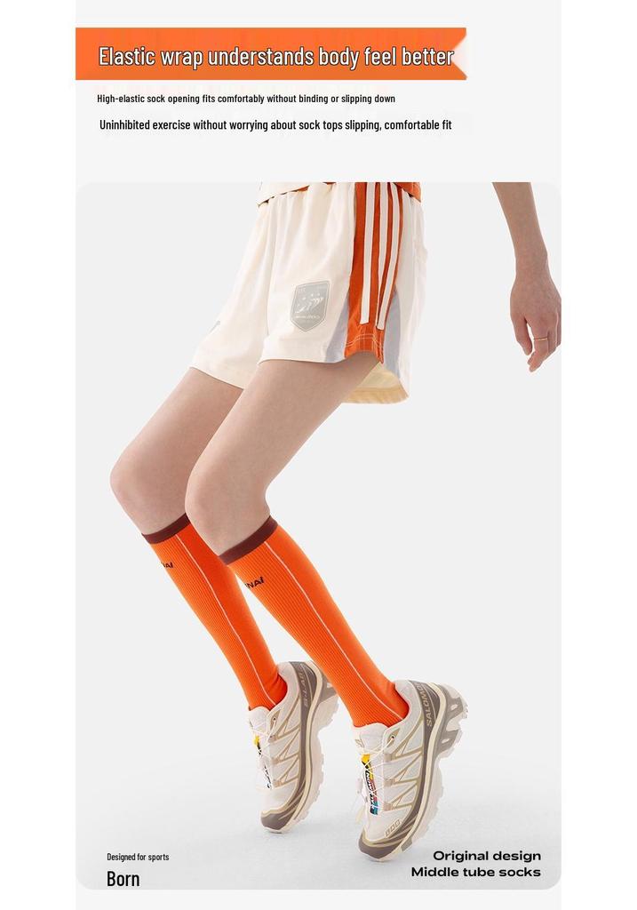 Renaissance Vibrant Orange Low-Pressure Yoga & Fitness Mid-Calf Socks