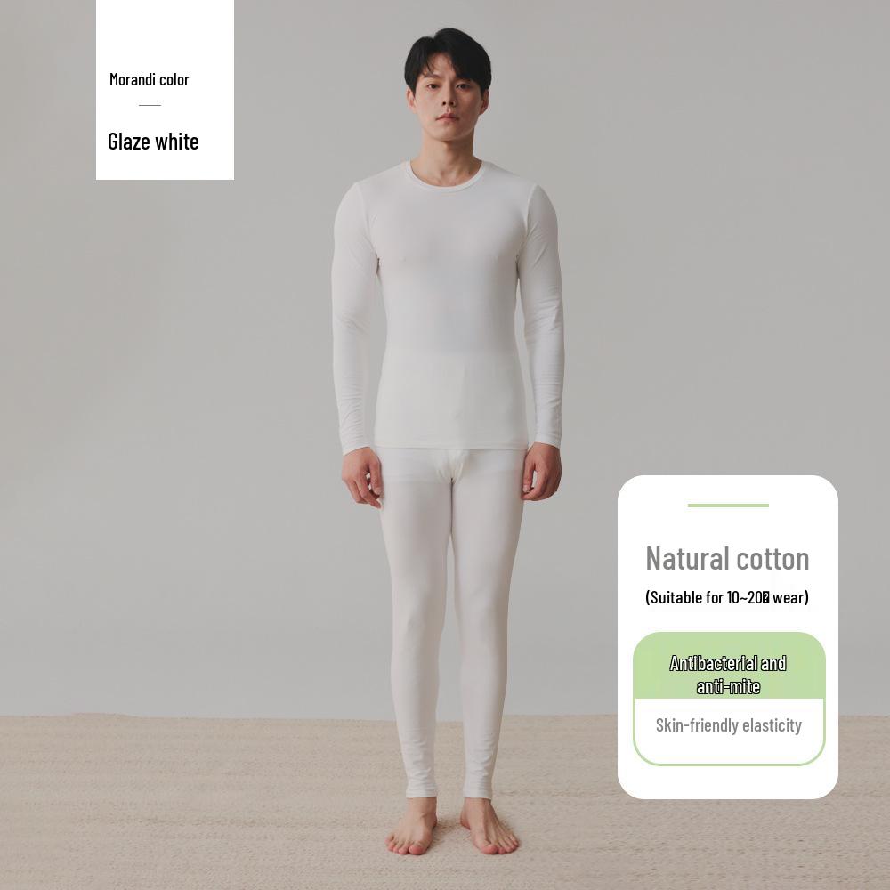Męski bawełniany zestaw bielizny termicznej - od nastolatków do seniorów, cienki, plus size, flanelowy, ciepły na jesień/zimę