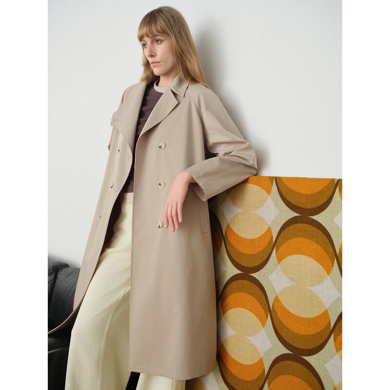 ELLE Women's French-Style Long Trench Coat