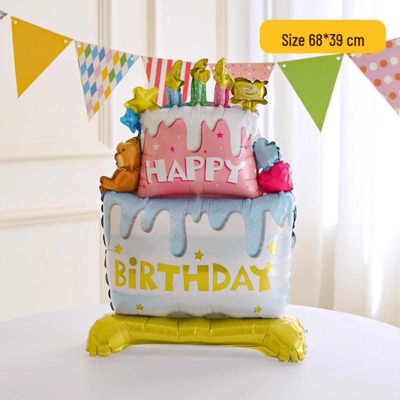 Large Cartoon Stand Cake Balloons for Kids' Birthday Party Decorations