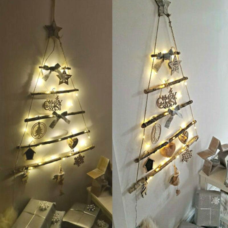 Shabby Chic Wall Hanging Pre-Lit DIY Wooden Ladder Christmas Tree