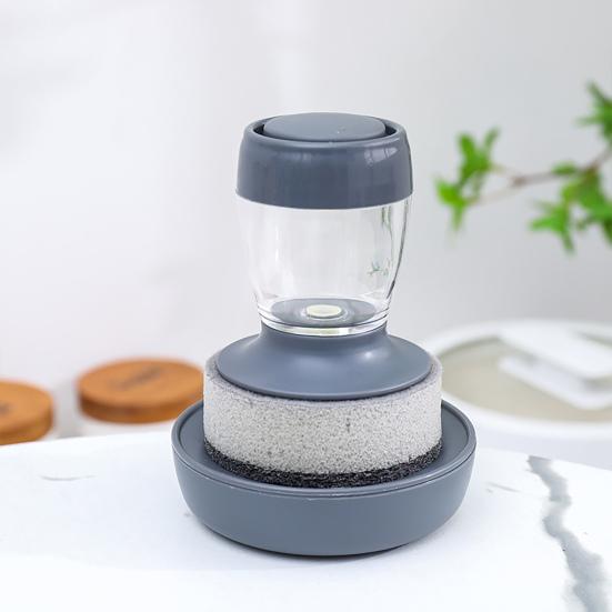 Pan Cleaning Brush Refillable Non-scratch Standing Type Kitchen Soap Dispensing Scrub