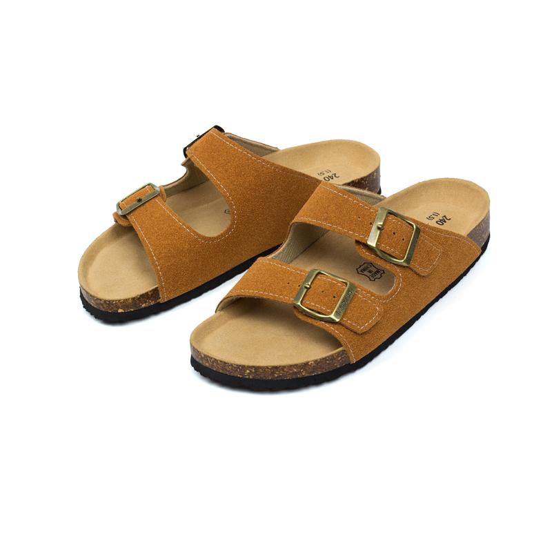 Fashion 2025 New Summer Men's Cork Slippers Suede Leather Mule Clogs Slippers Man Soft Cork Two Buckle Beach Slides Footwear for Men 45