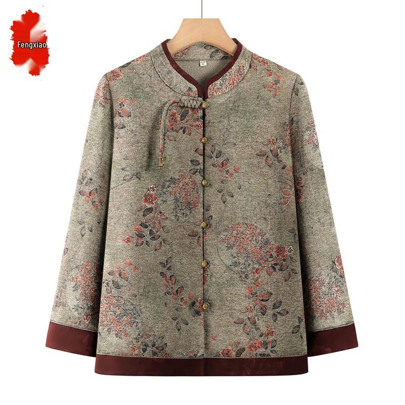 Women s Mid-Aged Floral Tang Suit Blouse 2XL