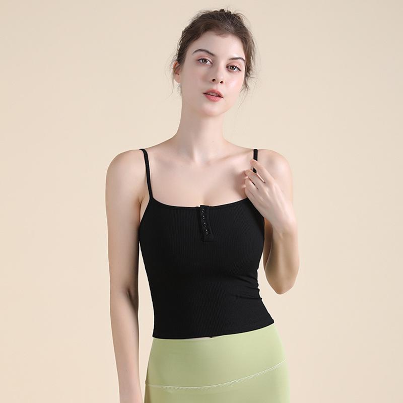 

Ribbed Backless Slim Strap Yoga Vest - Women s Fitness Top Small чорний