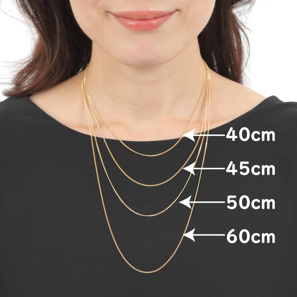 Goods 18K Yellow Gold Curb Chain for Men and with Clasp [Happy Shop] Necklace, 60cm, 1.2mm Wide, Double-Sided, Women,
