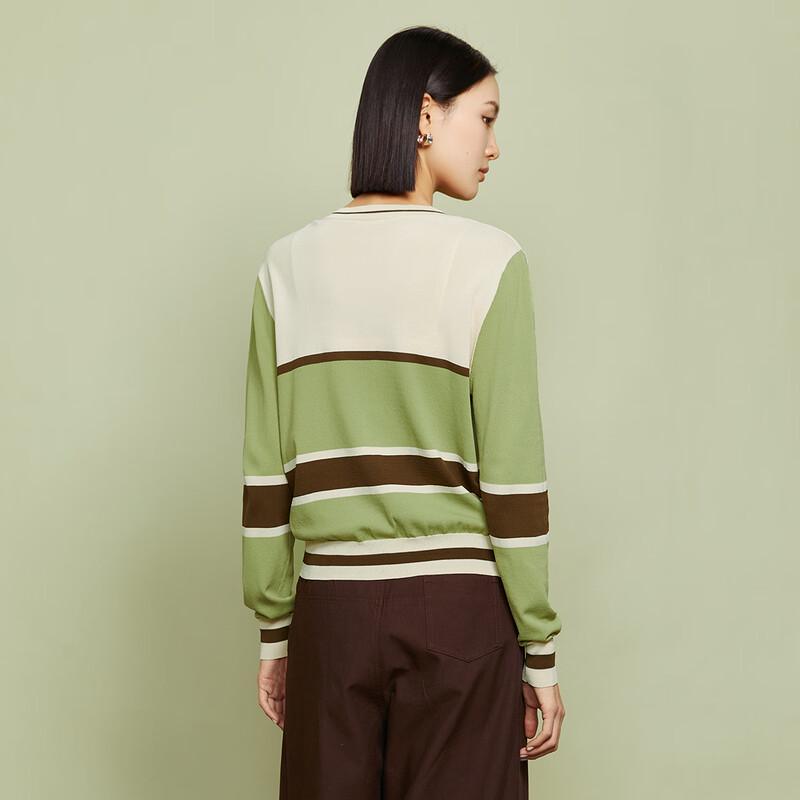 Tato Women's V-Neck Contrast Stripe Knitted Cardigan