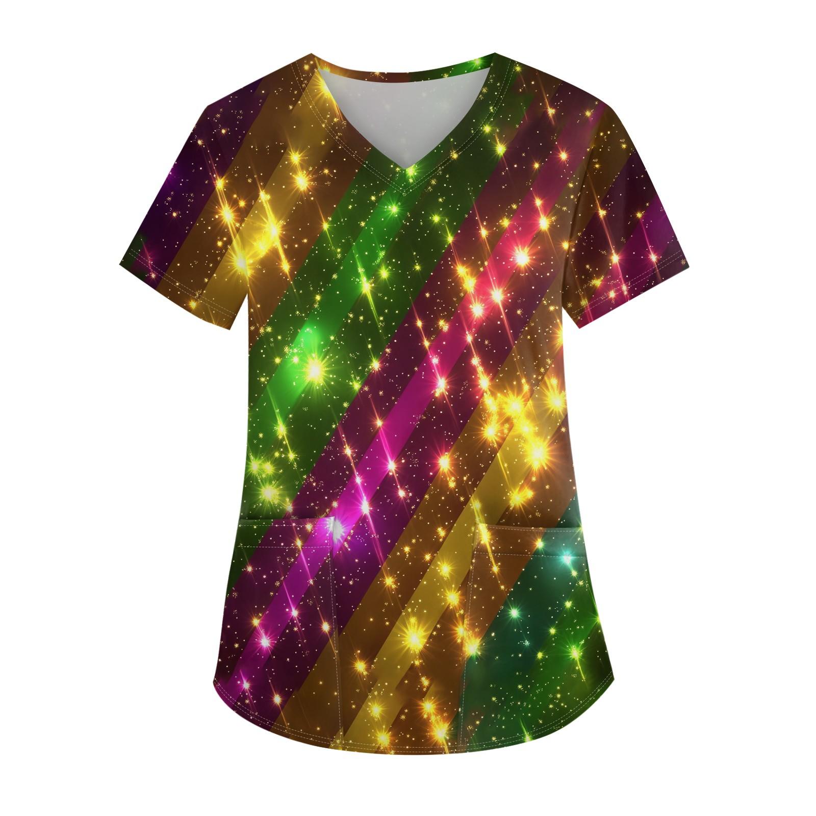 

Женская мода повседневная блузка с коротким рукавом и принтом «карнавал» с V-образным вырезом XL арбуз красный