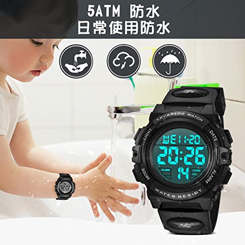 2022 New and Improved Kids' Digital Watch for Boys, Sports Watch for Outdoor Activities, Multi-Function 50m Water Resistance, Date/Day Display, Alerts