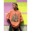 With Different Beautiful Flower Prints, Women's Washed T-shirts, Summer Loose T-shirts, Round Neck Clothes, All-match Streetwear
