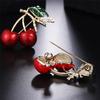 Red Enamel Cherry Metal Brooch Pins Button  Brooches Sweater Clip Jewelry