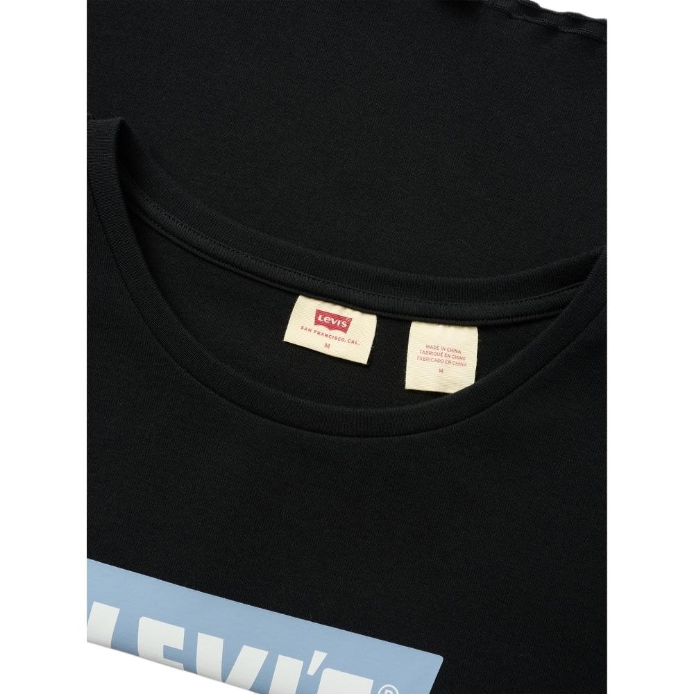 Levis Casual Versatile Slim Fit Logo Print Ribbed Round Neck Short Sleeve T-Shirt Women T-Shirts Black 003SN-0001