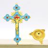 Multi-color With Stand Church Cross Ornaments No Fading Durable Alloy Cross Ornaments Handmade Plated Gold Statue Home Decor