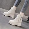 Autumn and Winter Women's Shoes Casual Wedge-heeled Muffin Inner Heightening Short Boots Women's Fashion Plus Velvet  Boots Women