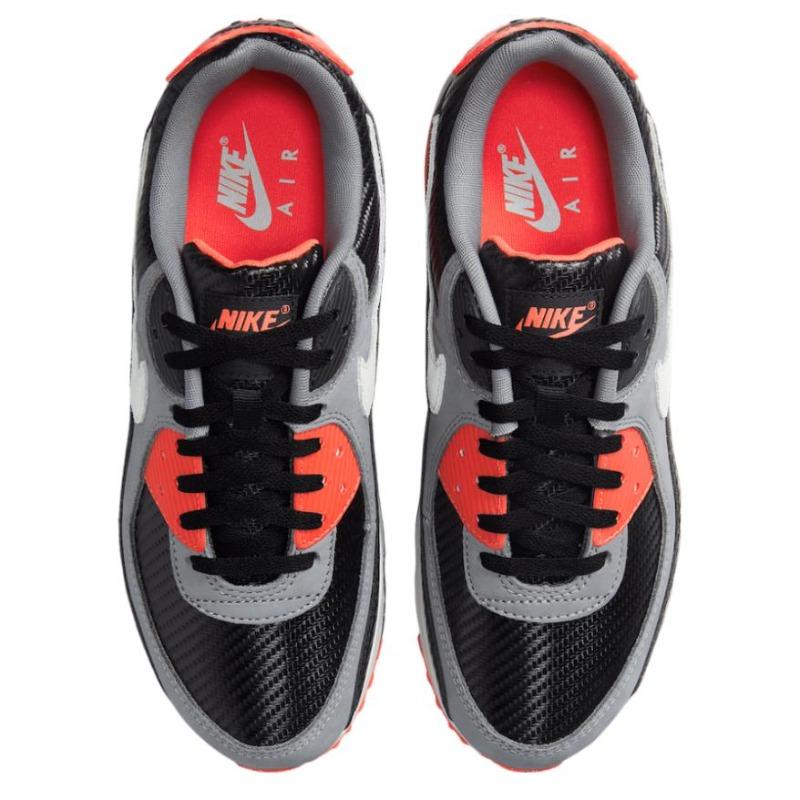 Nike Men's Air Max 90 Premium Low-Top Casual Running Shoes Black Grey Red HM9432-001