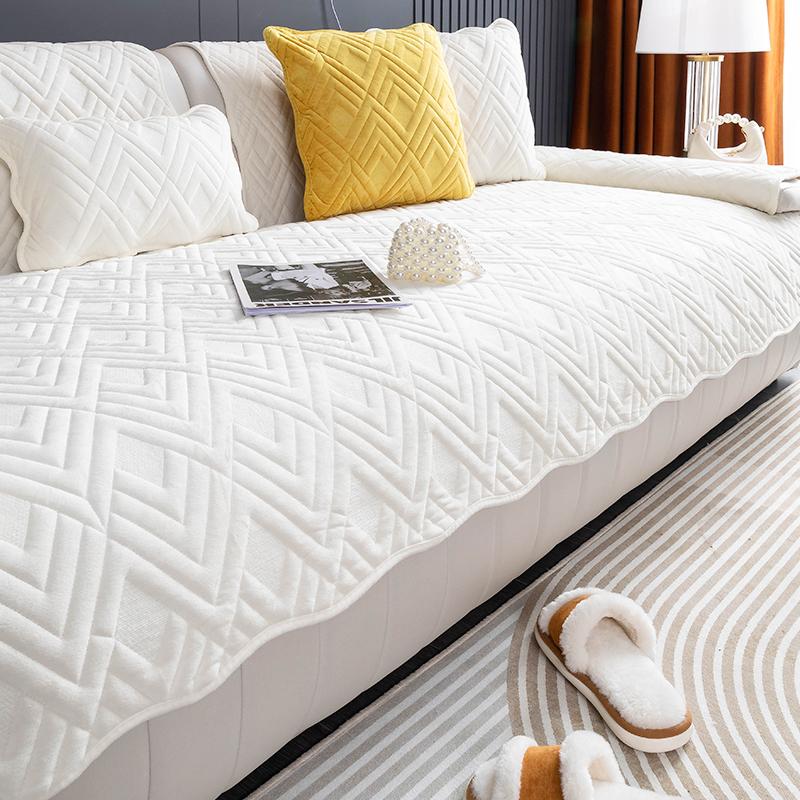 Advanced Sense of Milk Velvet Sofa Cushion Fall and Winter Models Light Luxury High-end Non-slip Cushion Leather Sofa Cover Cover Cloth