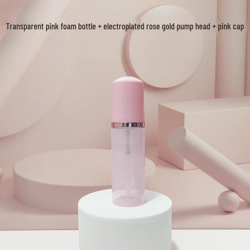 Pet Translucent Pink Press-to-Foam Refillable Cleanser/Mousse/Toothpaste Bottle, 60ml