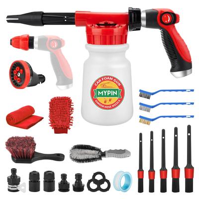 Car Wash Foam Gun Hose Wash Kit Foam Cannon with Adjustable Ratio Dial Foam 1 L and Garden Hose Quick Connector for Car MYPIN Set, Sprayer, 22-Piece