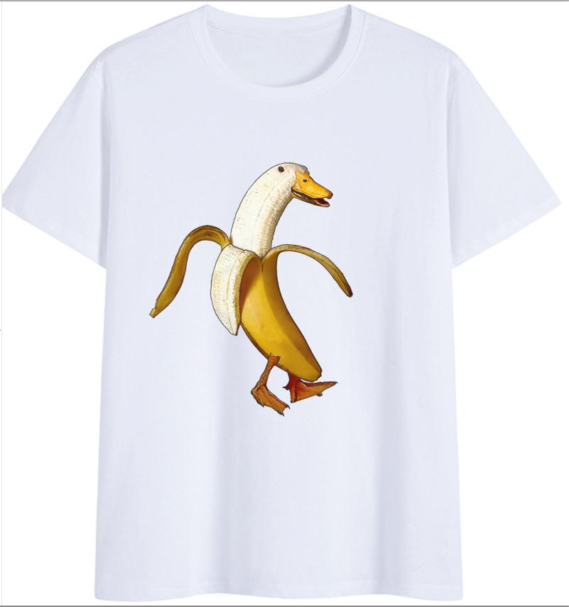 COTTON 100% Hot European and American Funny Banana Undress Short-sleeved Women's T-shirt Tops  Oversized T Shirt