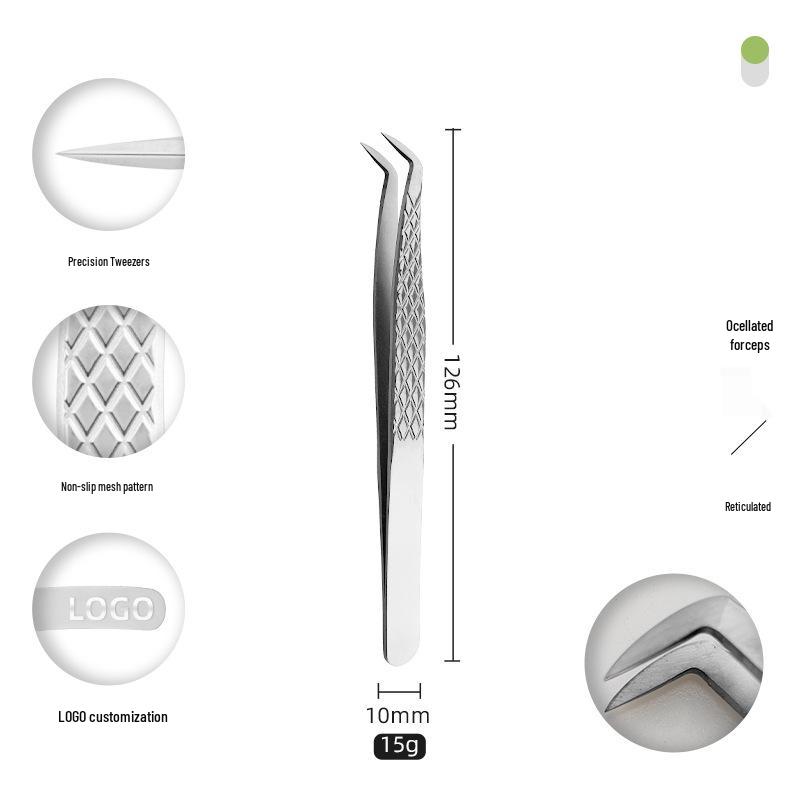 Golden Feather Stainless Steel Eyelash Tweezers for Grafting and Extensions