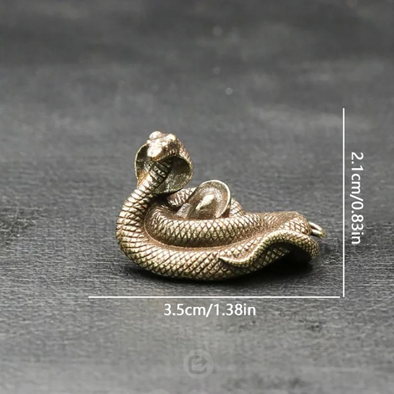 Retro Copper Snake Ornament Decoration Tea Pet Miniatures Antique Animal Figurines Fortune Snake Entangles Yuanbao Pendant