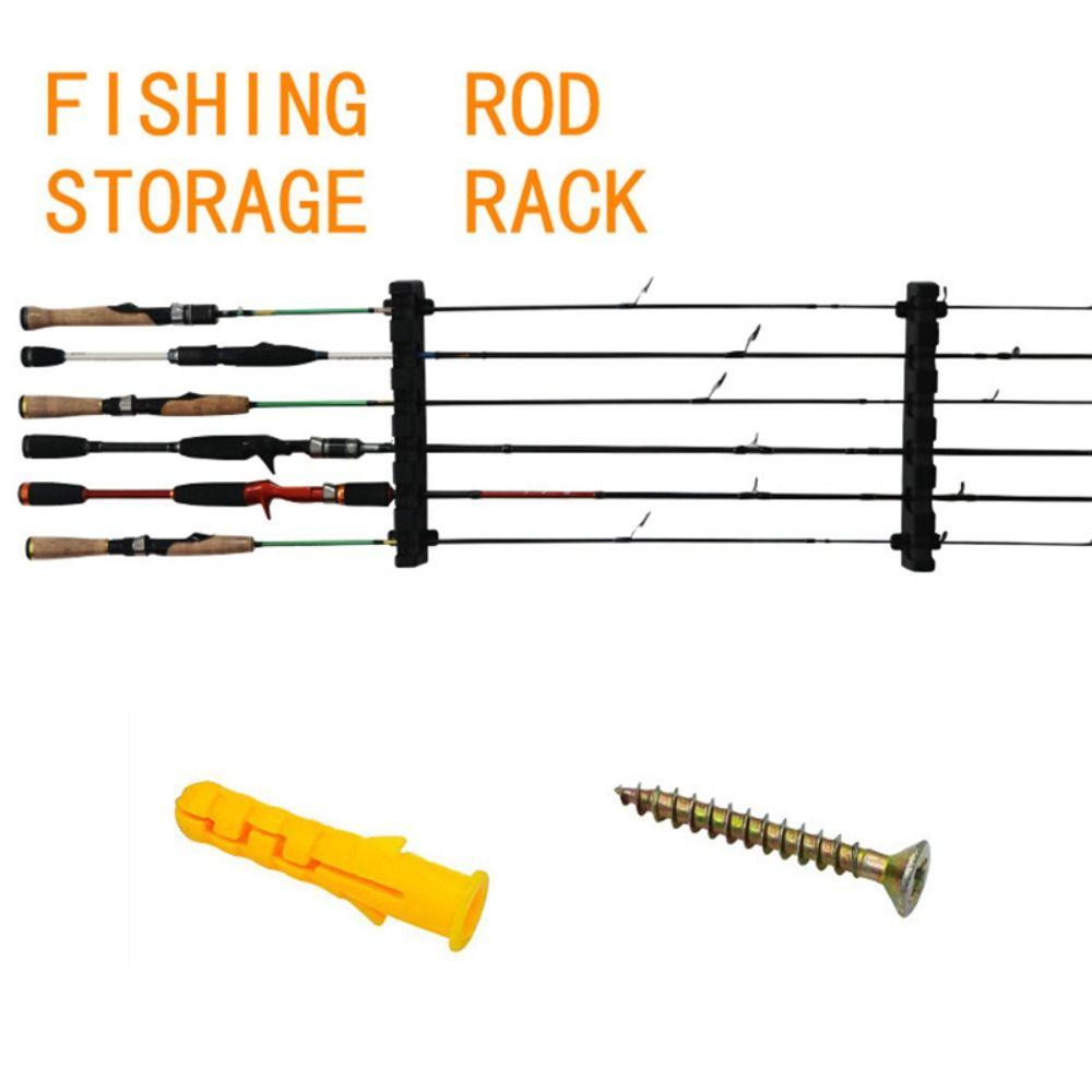 Wall Mount Fishing Rod Display Stand 6 Hole Fishing Pole Storage Rack  Fishermen