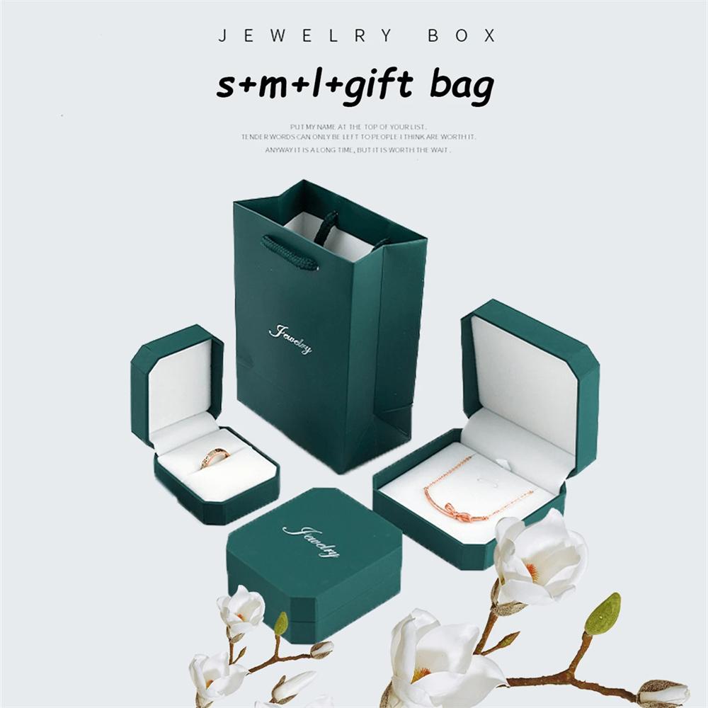 1/4pc Jewelry Trinket Box With Bag For Necklace Earrings Ring Bracelet High-end Gift Packaging Case Set Birthday Wedding Decor