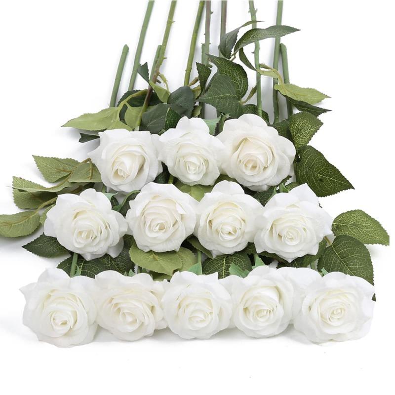 12 Stück Kunstseidenrosen, Kunstblumen, Bulk-Rosen, Blumenarrangement, Blumenstrauß für Zuhause, Hochzeit, Party, Garten, Brautdekoration