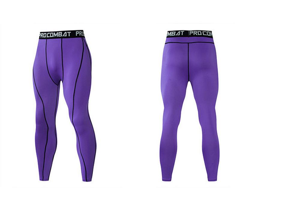 Men's Blue Quick-Dry Compression Tights for Running and Volleyball Training.