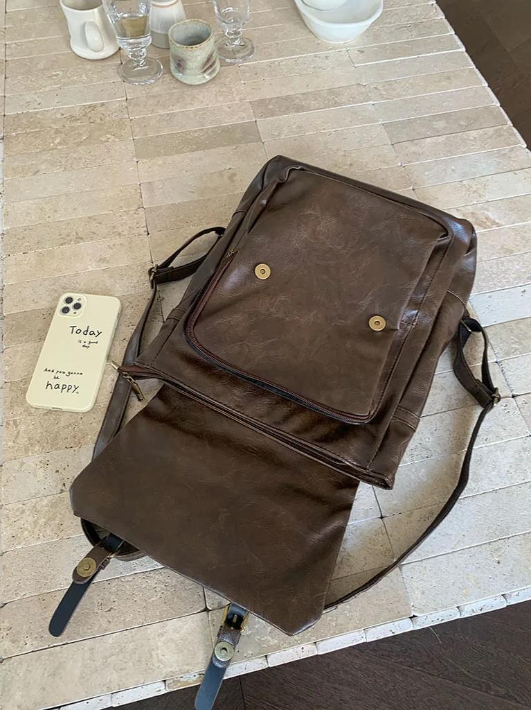 Vintage Women Backpack Female Rucksack PU Leather Shoulder Bag Large Capacity School Bag Preppy Style Student Backpack Mochila