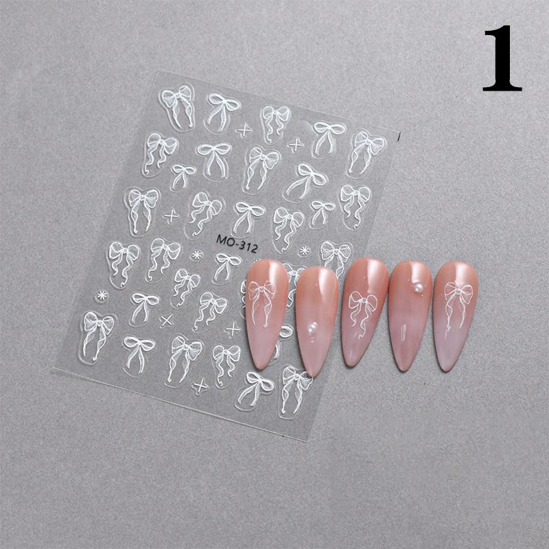 3D Cartoon Bow Nail Stickersdecals French Manicure Self-Adhesive Accessories Nail Art Decorations Beauty Tool