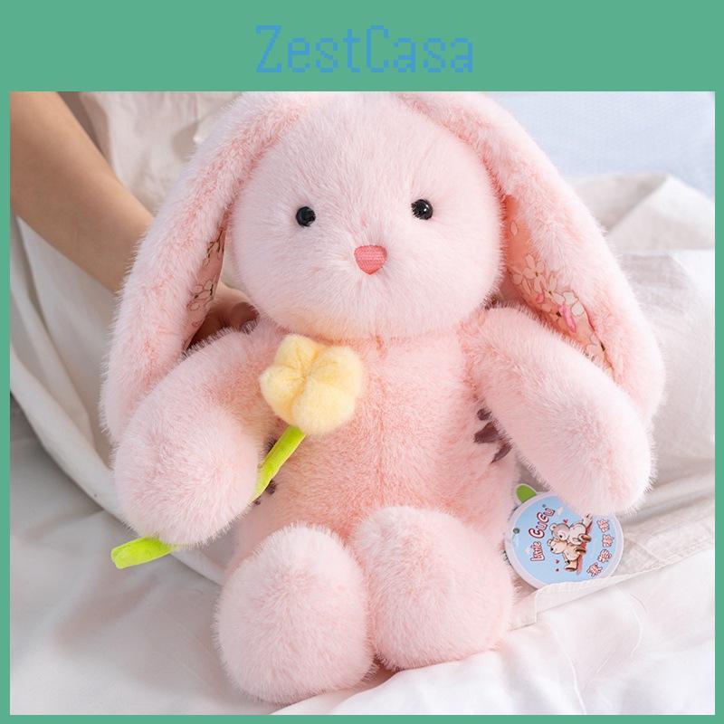 Doll Plush Rabbit Ornament With Flower Pattern For Romantic Gifts And Decor Room