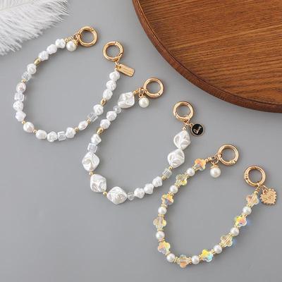 Light Luxury Irregular Pearl Handbag Chain with Crystal Beads: Mobile Phone Lanyard & Anti-Lost Bag Charm