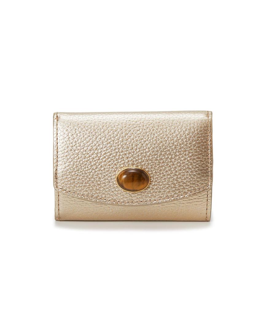 Topkapi Gemdrops Mini Embossed Leather Wallet with Natural Stones Tri-fold