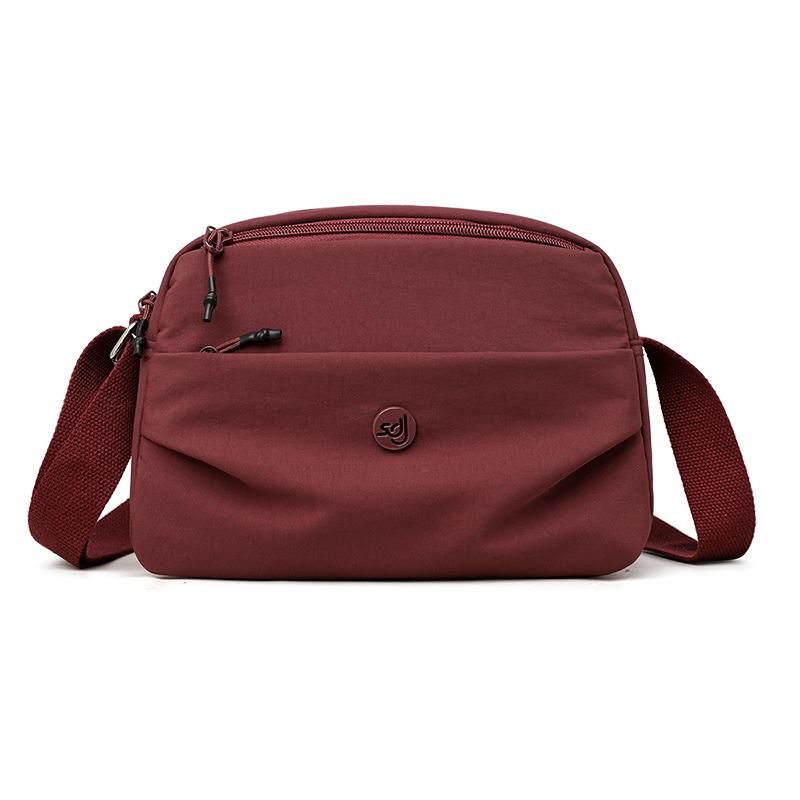 Women Small Capacity Tote Bag Waterproof Nylon Multi-Compartment Shoulder Bag Office Commute Crossbody Purse with Soft Fabric