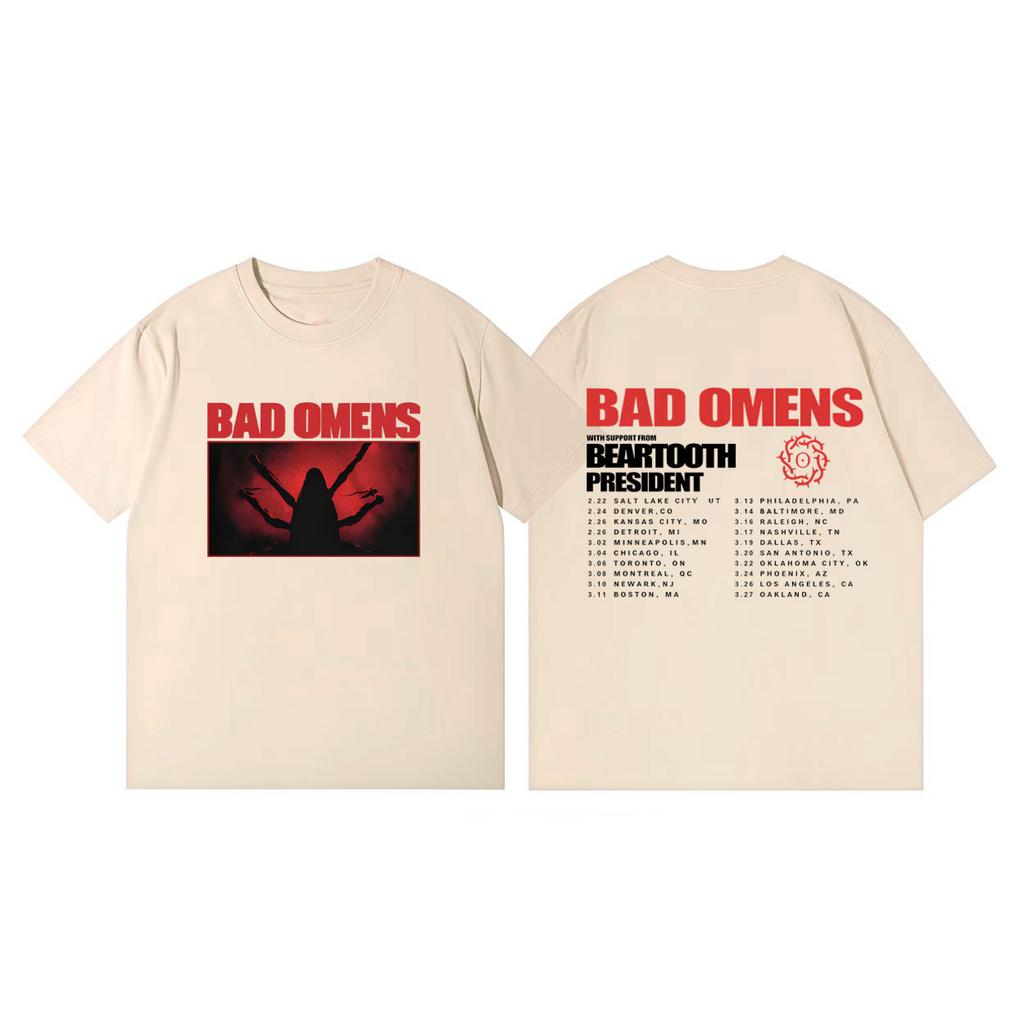 Bad Omens Tour 2026 Koszulki Merch Mężczyźni Kobiety Odzież Moda Koszulka Rockowa Letnia Codzienna Luźna Koszulki z Krótkim Rękawem Streetwear