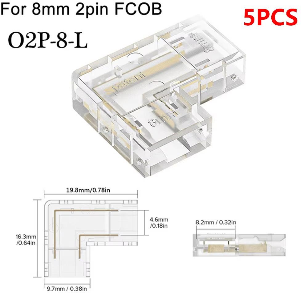 5Pcs/Set Transparent L-Shaped Corner LED Strip Connector  For 5mm 8mm 10mm 2/3/4pin FOB Tape Light