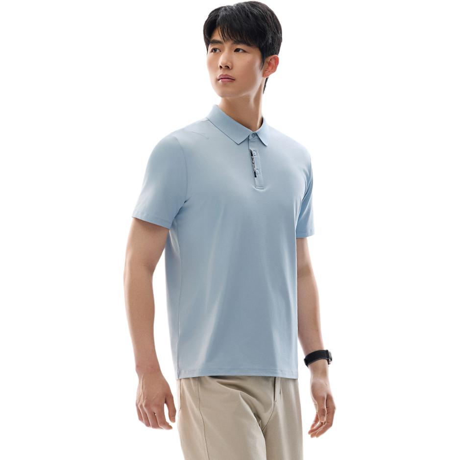 Anta Comfortable Simple Versatile Solid Color Casual Breathable Short Sleeve Polo Shirt Men Polo Shirts Sky-Blue 952527118-2