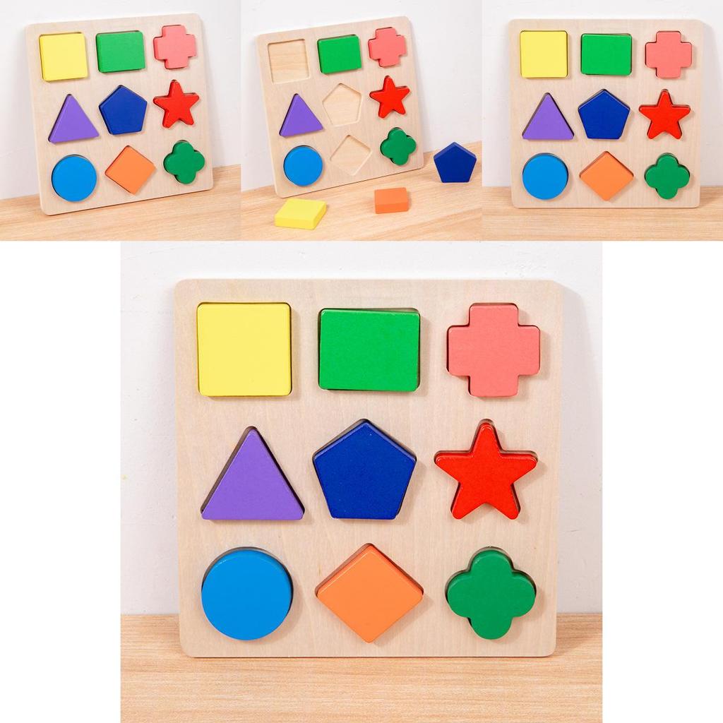 Wooden Shape Recognition Puzzle Board For Toddler Early Education Interactive Toy