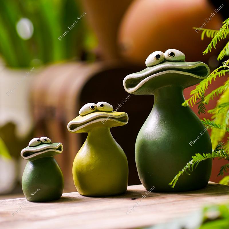 Garten Frosch Statue mit großem Maul Outdoor Frosch Dekorationen Garten zum Dekorieren Terrasse Balkon und Rasen Kreatives Tischornament NEU