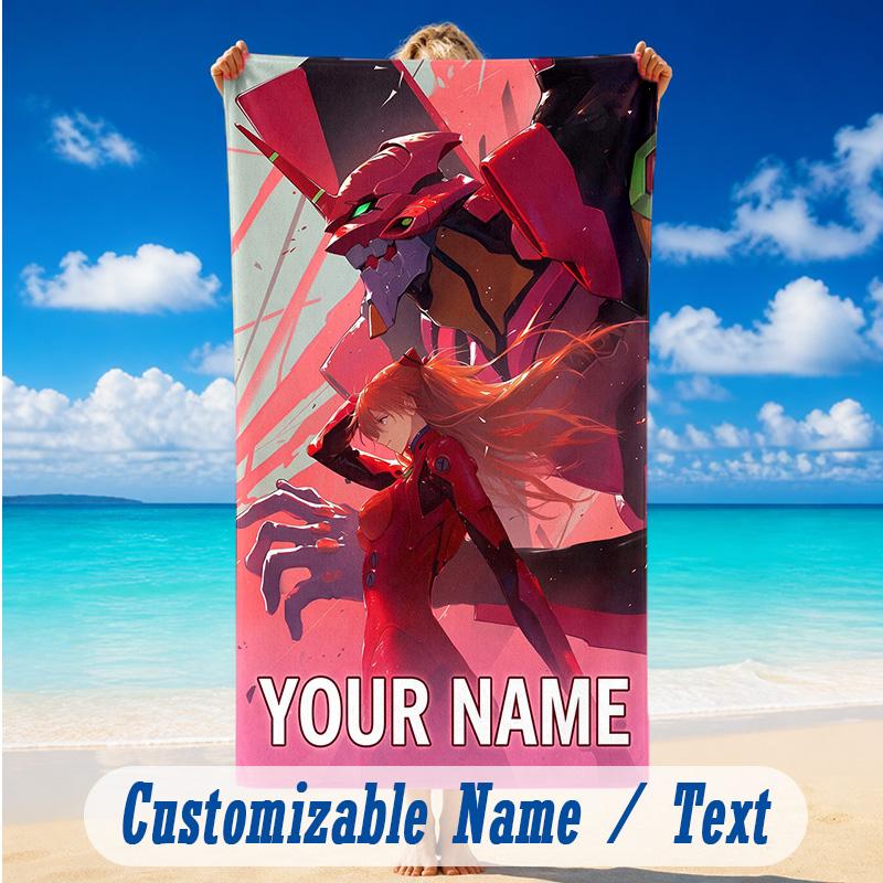 Beach Towel Custom Name Text, Quick Dry Large Towel For Beach HomeNeon Genesis Evangelion